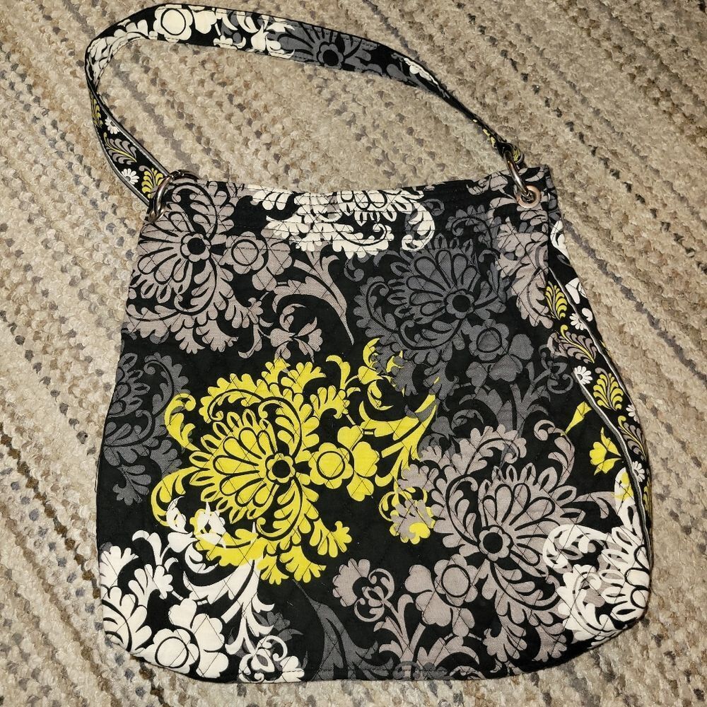 Retired Vera Bradley Baroque slim Tote Bag Black Gray Yellow